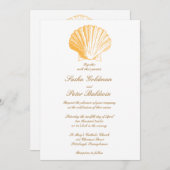 ゴールデンサンドシーシェル結婚式招待状 招待状 (正面/裏面)