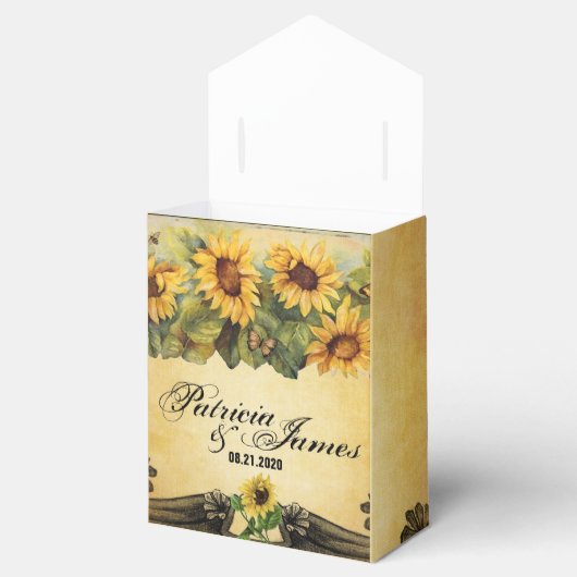 ゴールデンサンフラワーズ結婚式の引き出物ボックス フェイバーボックス (オープン)