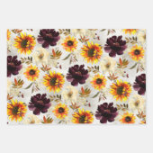 ゴールデンサンフラワーズ&ボルドーワインフローラ ラッピングペーパーシート (正面3)