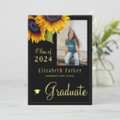 ゴールデンサンフラワーフォトコラージュ卒業パーティー 招待状 (スタンド正面)