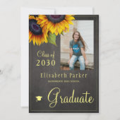 ゴールデンサンフラワーフォトコラージュ卒業パーティー 招待状 (正面)