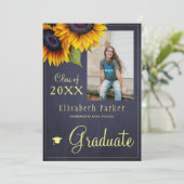 ゴールデンサンフラワーフォトコラージュ卒業パーティー 招待状 (スタンド正面)