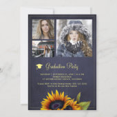 ゴールデンサンフラワーフォトコラージュ卒業パーティー 招待状 (裏面)