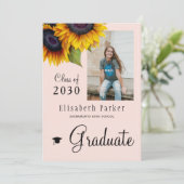 ゴールデンサンフラワーフォトコラージュ卒業パーティー 招待状 (スタンド正面)