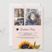 ゴールデンサンフラワーフォトコラージュ卒業パーティー 招待状 (裏面)