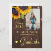 ゴールデンサンフラワーフォトコラージュ卒業パーティーI 招待状 (正面)