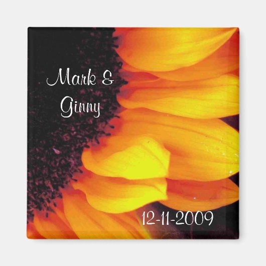 ゴールデンサンフラワーフローラ新婦救新郎日 マグネット (正面)