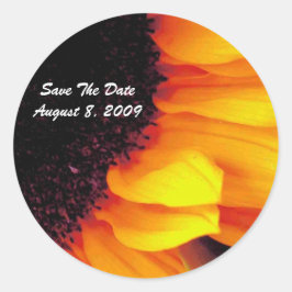 ゴールデンサンフラワーフローラ結婚式の日付を保存 ラウンドシール