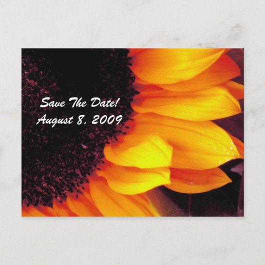 ゴールデンサンフラワーフローラ結婚式の日付を保存 案内ポストカード (正面)