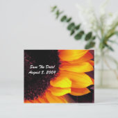 ゴールデンサンフラワーフローラ結婚式の日付を保存 案内ポストカード (スタンド正面)