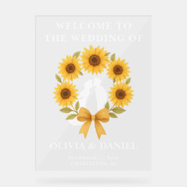 ゴールデンサンフラワー秋の結婚式へようこそ アクリルサイン