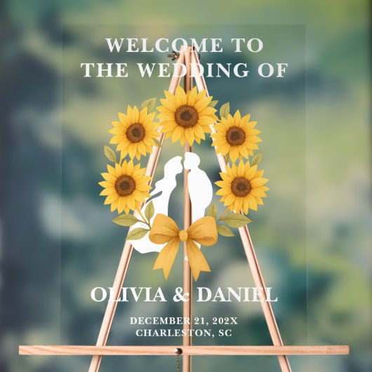 ゴールデンサンフラワー秋の結婚式へようこそ アクリルサイン (ニュートラル)