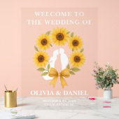 ゴールデンサンフラワー秋の結婚式へようこそ アクリルサイン (ウェディング)