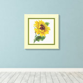 ゴールデンサンフラワー – スクエア キャンバスプリント (インサイチュ (ウッドフロア))