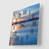 ゴールデンサンライズのローマ時間と分マーカー スクエア壁時計 (傾斜)