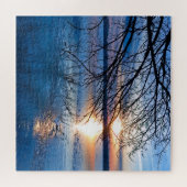 ゴールデンサンライズオーバーレイク感動的ランドスケープ ジグソーパズル (横)