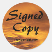 ゴールデンサンライズ写真署名済みURL付きコピー ラウンドシール (正面)