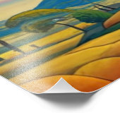 ゴールデンサンライトに包まれたカントリーファームハウス フォトプリント (角)