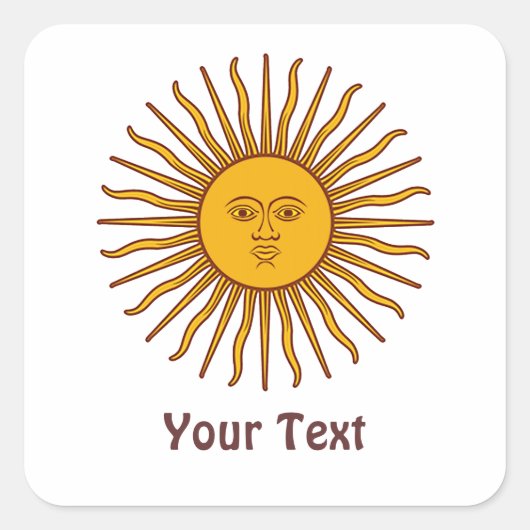 ゴールデンサン・オブ・メイ・アルゼンチン国旗の贈り物ラベル スクエアシール (正面)