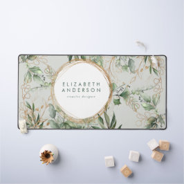 ゴールデンサークルエレガントユーカリプトゥスグリーンビッグマウス デスクマット