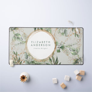 ゴールデンサークルエレガントユーカリプトゥスグリーンビッグマウス デスクマット