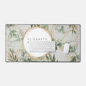 ゴールデンサークルエレガントユーカリプトゥスグリーンビッグマウス デスクマット (キーボード&マウス)