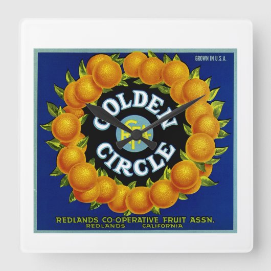 ゴールデンサークルオレンジ スクエア壁時計 (正面)