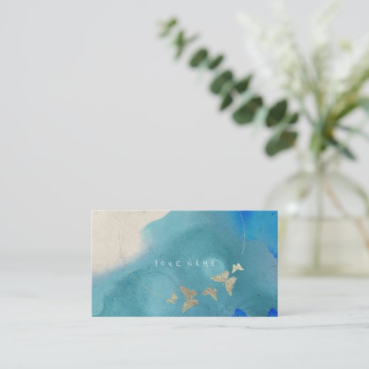 ゴールデンサークルブルーコバルトバタフライウォーター色 名刺 (スタンド正面)