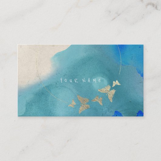 ゴールデンサークルブルーコバルトバタフライウォーター色 名刺 (正面)