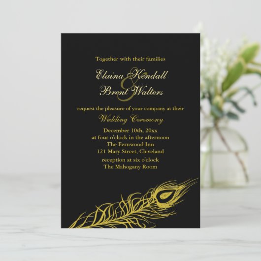 ゴールデンシェイクザテールフェザー結婚式招待状 招待状 (スタンド正面)