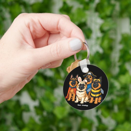 ゴールデンシェパード幽霊ドッグハロウィンおもしろい不気味 キーホルダー (手)