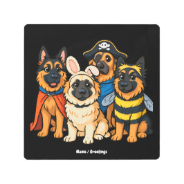 ゴールデンシェパード幽霊ドッグハロウィンおもしろい不気味 メタルプリント