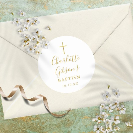 ゴールデンシグネチャー金ゴールドクロスバプテスマ《キリスト教》洗礼式や命名式 ラウンドシール