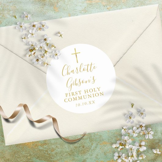 ゴールデンシグネチャー金ゴールドクロス最初の聖餐式 ラウンドシール