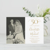 ゴールデンシグネチャー 50周年 結婚記念日 フォト 招待状 (スタンド正面)