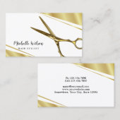 ゴールデンシザーモダン美容師美しいサロン 名刺 (正面/裏面)