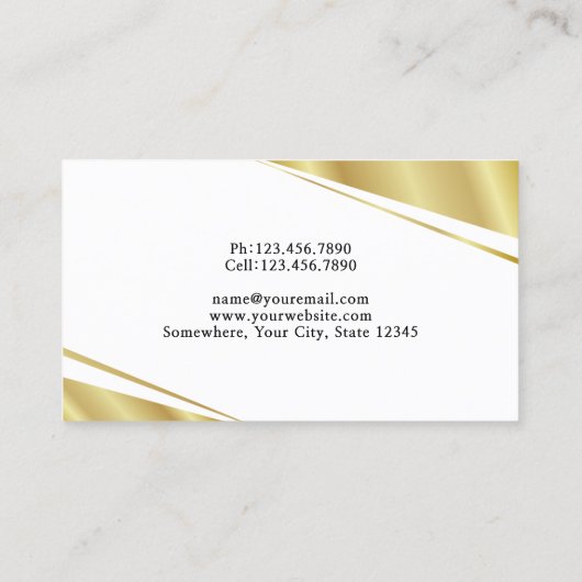 ゴールデンシザーモダン美容師美しいサロン 名刺 (裏面)