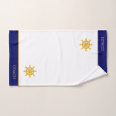 ゴールデンシップのハンドル&文字オンブルー&ホワイト バスタオルセット (ハンドタオル)