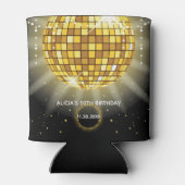 ゴールデンシャイニーディスコボールブラック誕生日 缶クーラー (裏面)