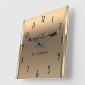 ゴールデンシャインアイボリーラッシュサロン パーソナライズされた スクエア壁時計 (傾斜)