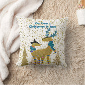 ゴールデンシャインクリスマスツリーズトナインダカップルベビー クッション (ブランケット)