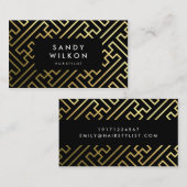 ゴールデンシャインジオメトリックブラックビジネスカード 名刺 (正面/裏面)