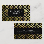 ゴールデンシャインブラックジオメトリックパターンビジネスカード 名刺 (正面/裏面)
