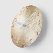 ゴールデンシャインボタニカルトロピカルパーム葉ツリー ラウンド壁時計 (傾斜)