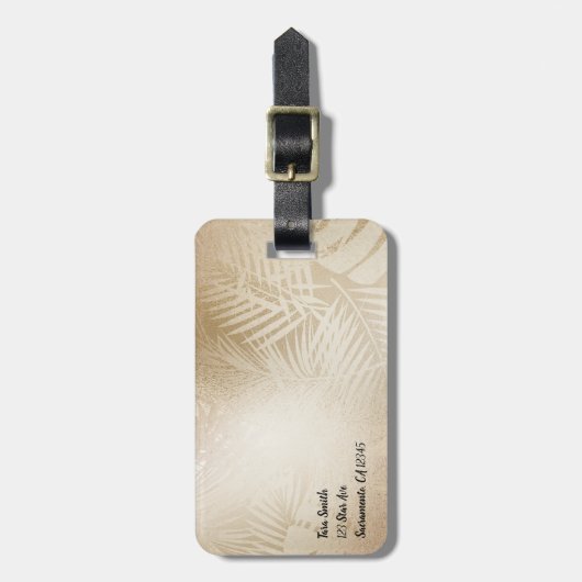ゴールデンシャインボタニカルトロピカルパーム葉ツリー ラゲッジタグ (正面縦)