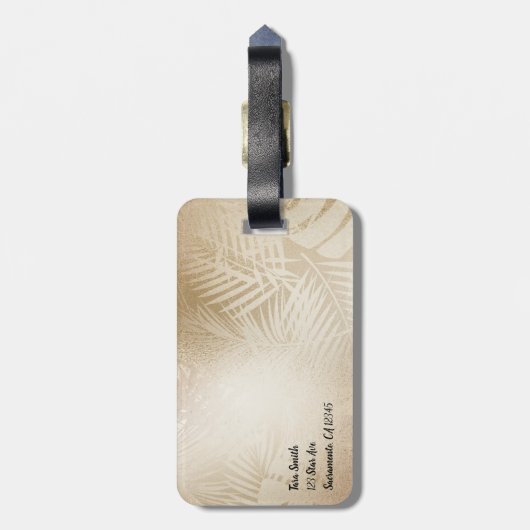 ゴールデンシャインボタニカルトロピカルパーム葉ツリー ラゲッジタグ (裏面縦)
