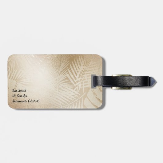 ゴールデンシャインボタニカルトロピカルパーム葉ツリー ラゲッジタグ (裏面横)