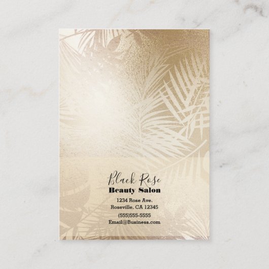 ゴールデンシャインボタニカルトロピカルパーム葉ツリー 名刺 (裏面)