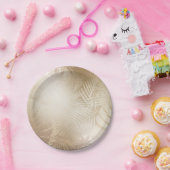 ゴールデンシャイン ボタニカル トロピカル パーム ツリーの葉 ペーパープレート (パーティー)