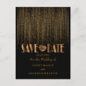 ゴールデンシャワーと黒で日付を保存 案内ポストカード (正面)